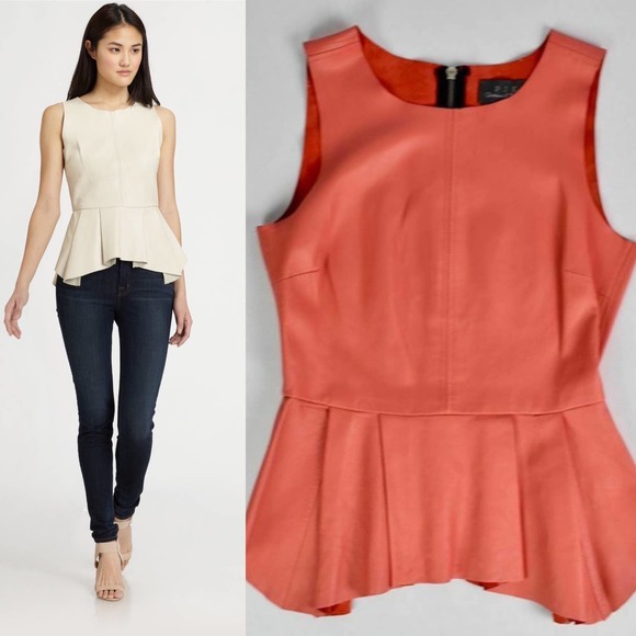 Patterson J. Kincaid Tops - NEW PJK Erin Pleated Lamb Leather Peplum Top
